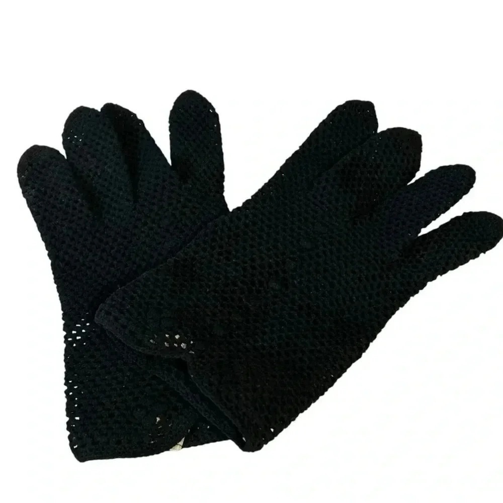 Vintage Italian Crochet Fishnet Gloves by Calvone Elegant Stretch Dress Gloves